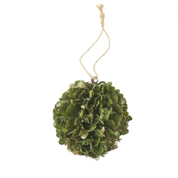 Set/6 Glitter Faux Boxwood Ball Ornaments - Picture 5 of 6